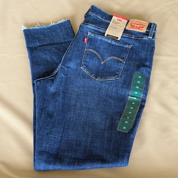 Levi's 311 Shaping Skinny Womens Blue Jeans MidRise Raw Edge Hem 18S/W34/L30-NWT - Picture 1 of 10